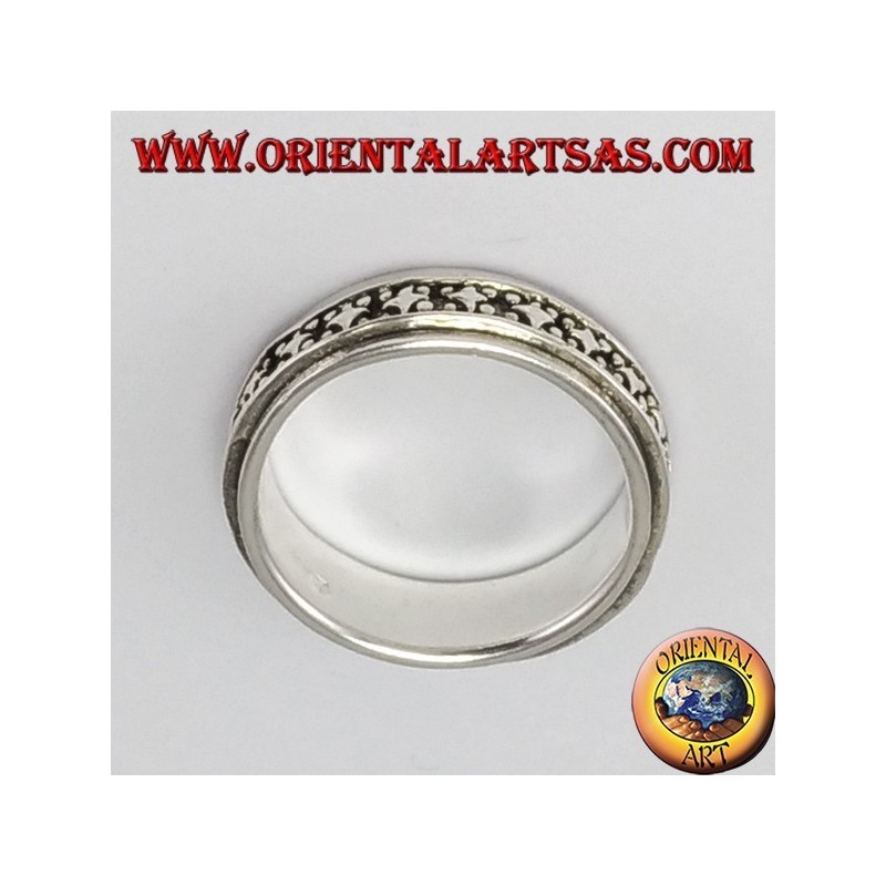 anillo de plata giratorio (estrés) decoración de rombos