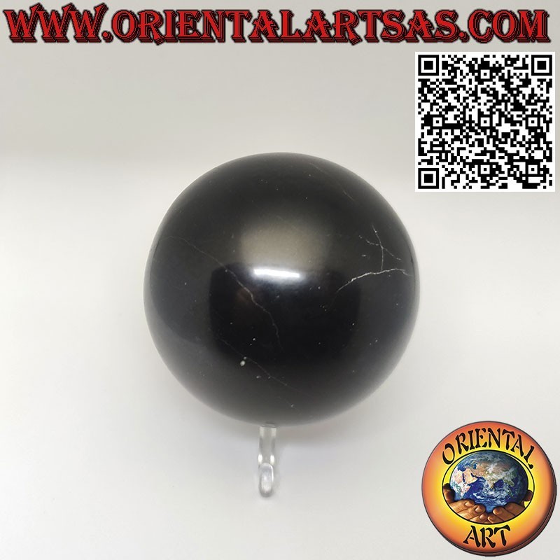 Esfera de obsidiana negra natural de 7 cm de diámetro, con base de 3 pies