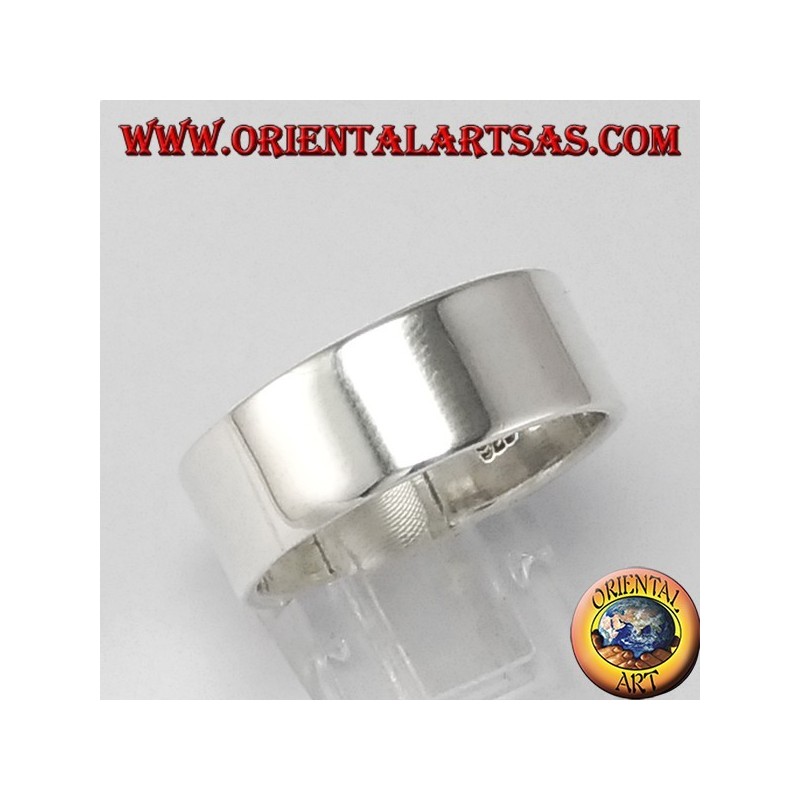 Silver ring, 8 mm flat band.