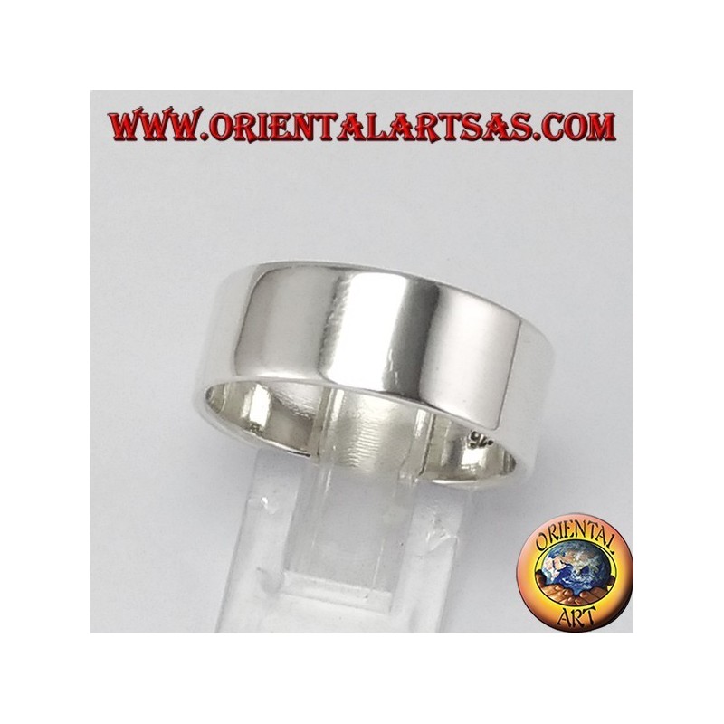 Silver ring, 8 mm flat band.