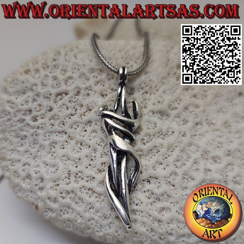 Pendentif en argent, couple amoureux s'embrassant et dansant