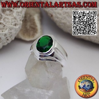 Ring in Silber mit goldenen ovalen Sintes und glänzenden Scheiben