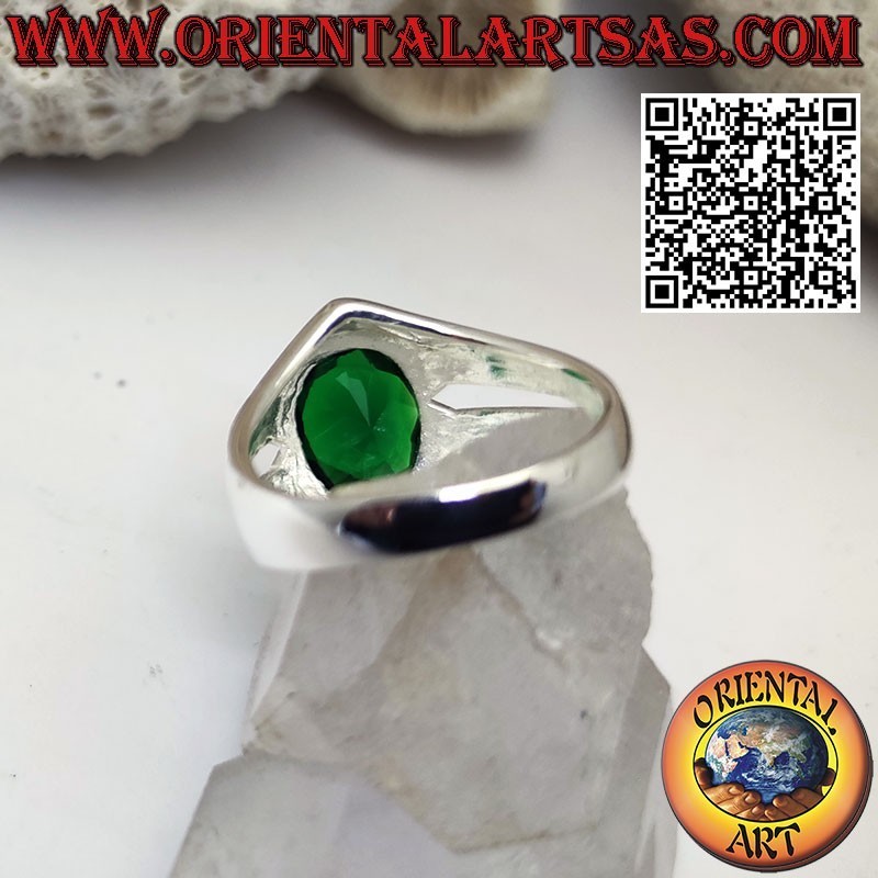 Ring in Silber mit goldenen ovalen Sintes und glänzenden Scheiben