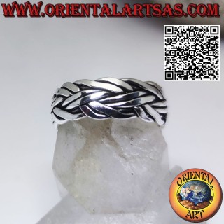 Bague en argent avec une paire de fils entrelacés à partir de 7 mm. longueur