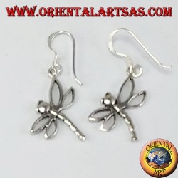 Silver earring dragonfly pendant
