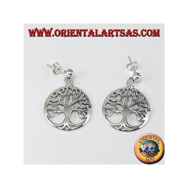 boucle d'oreille en argent, arbre de vie
