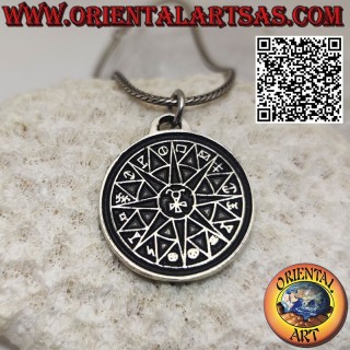 Talisman silver pendant Magic square and pentacle of Mercury
