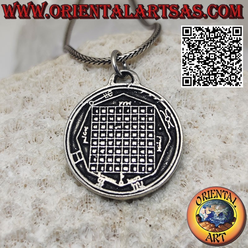 Talisman Silberanhänger Magisches Quadrat und Pentagramm des Merkur