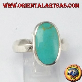 anillo de plata simple, con turquesa ovalada