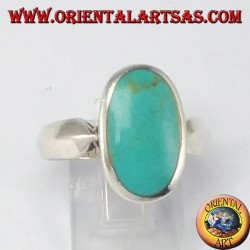 Simple silver ring with oval turquoise