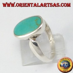 Simple silver ring with oval turquoise
