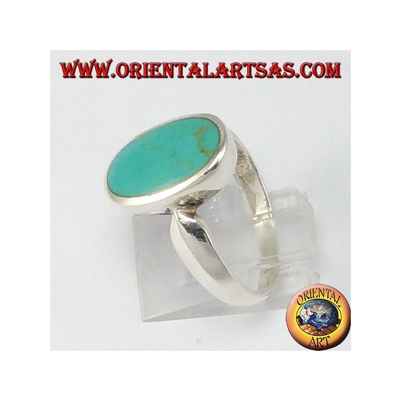 einfacher Silber-Ring, mit ovalen türkis