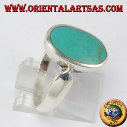 anillo de plata simple, con turquesa ovalada