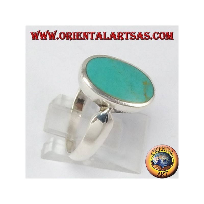 Simple silver ring with oval turquoise