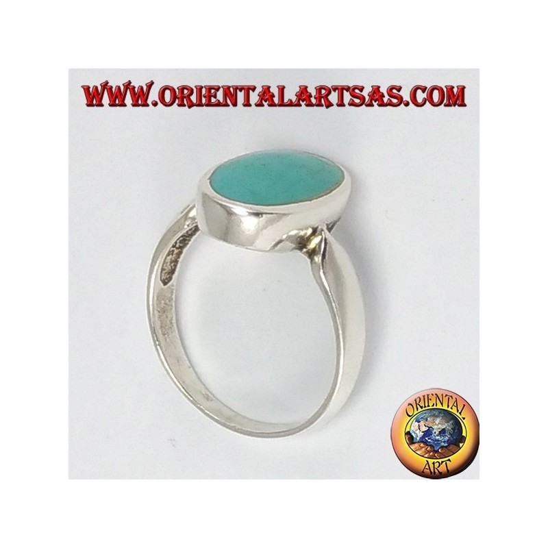 Simple silver ring with oval turquoise