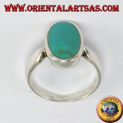 anillo de plata simple, con turquesa ovalada