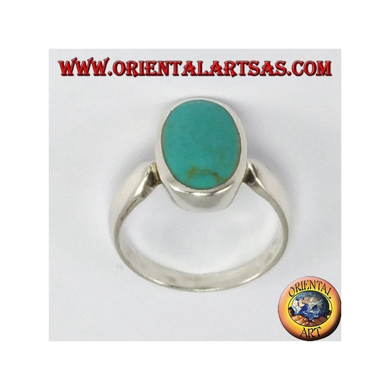 Anello d'argento semplice,  con turchese ovale