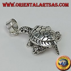 Pendentif en argent, déplacement d'une tortue terrestre en mouvement