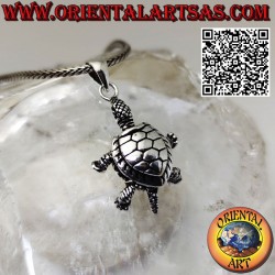 Colgante de plata móvil tortuga terrestre mueve cabeza pies cola
