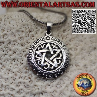 Pentacle silver pendant Pagan Star Spiritus Aura Caminus Aqua