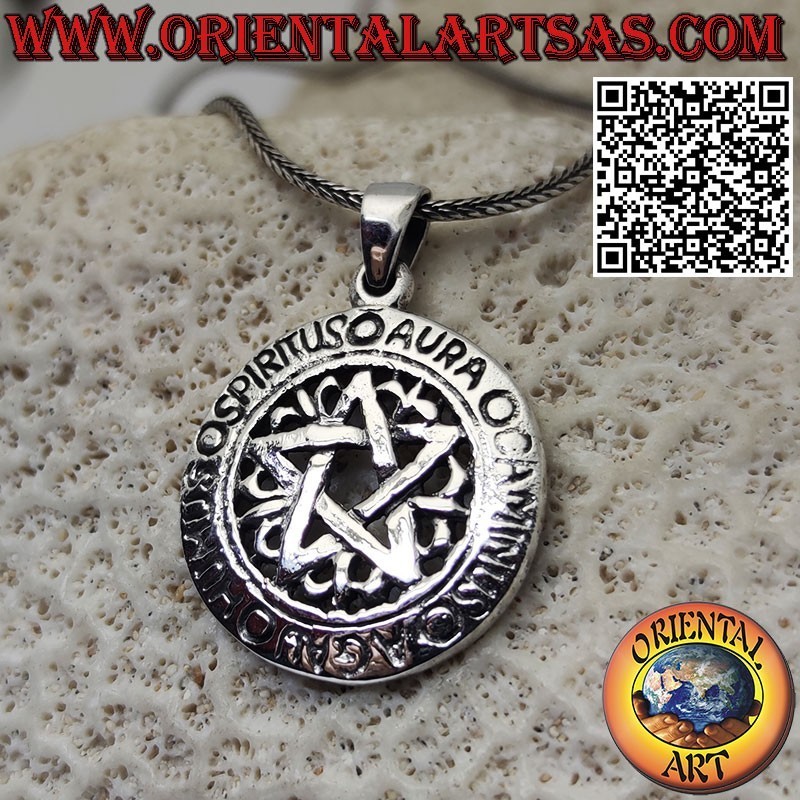 Pendentif Pentacle en argent Pagan Star Spiritus Aura Caminus Aqua