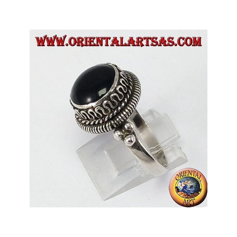 Anillo de plata con ónix tablero superior Ronda