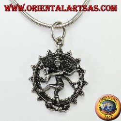 Pendentif en argent, danse cosmique Shiva nataraja