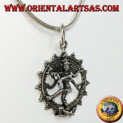 Colgante de plata, danza cósmica de Shiva nataraja