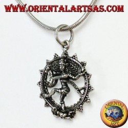 Pendentif en argent, danse cosmique Shiva nataraja