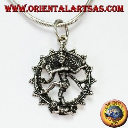 Pendentif en argent, danse cosmique Shiva nataraja