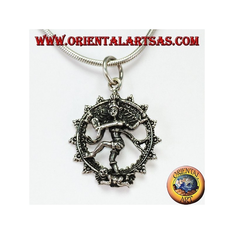 Colgante de plata, danza cósmica de Shiva nataraja