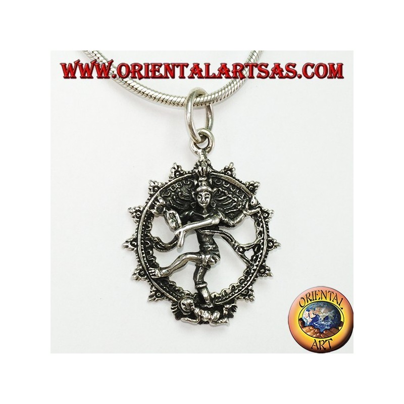 Pendentif en argent, danse cosmique Shiva nataraja