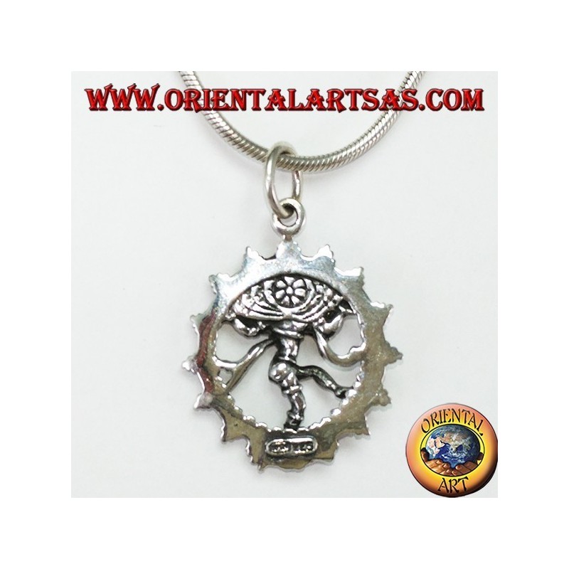 Pendentif en argent, danse cosmique Shiva nataraja