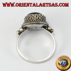 Anello d'argento  a bordo alto con onice tonda