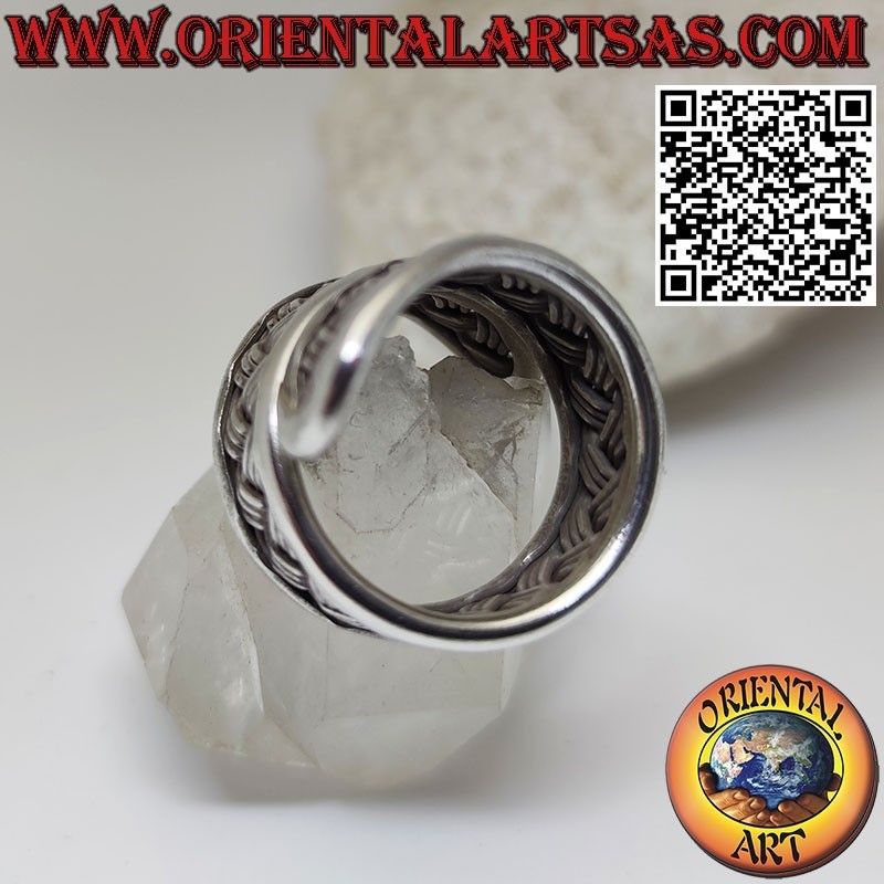 Bague bandeau en argent, spirale réglable avec tissage Karen 3 brins
