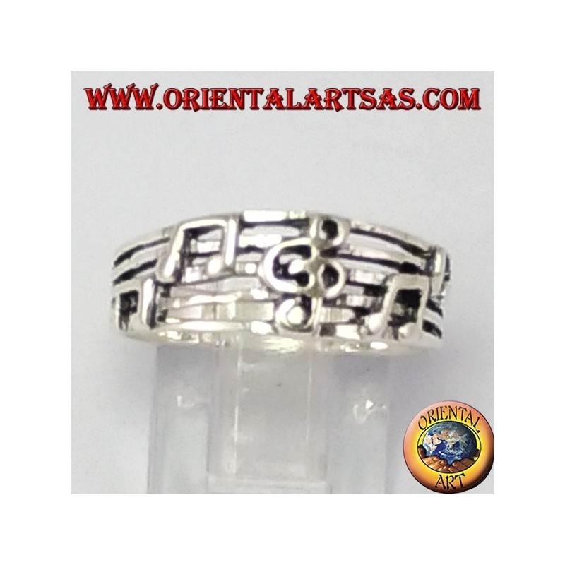 Silber Ring, Violinschlüssel auf dem Personal