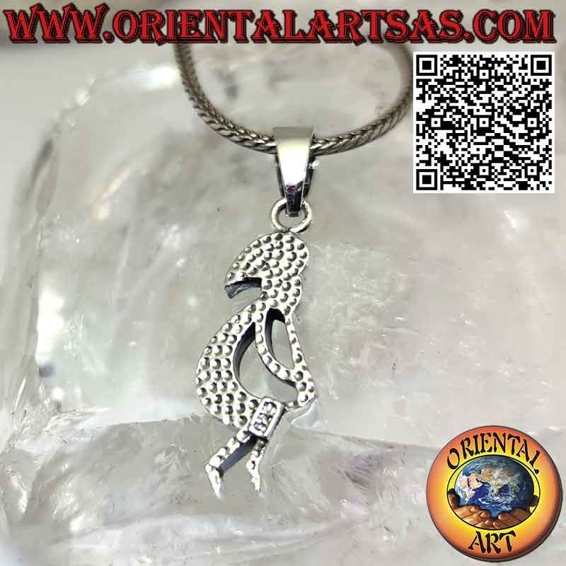 Kokopelli silver pendant symbol of joy and fertility