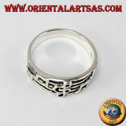 Silver ring, violin key on the pentagram