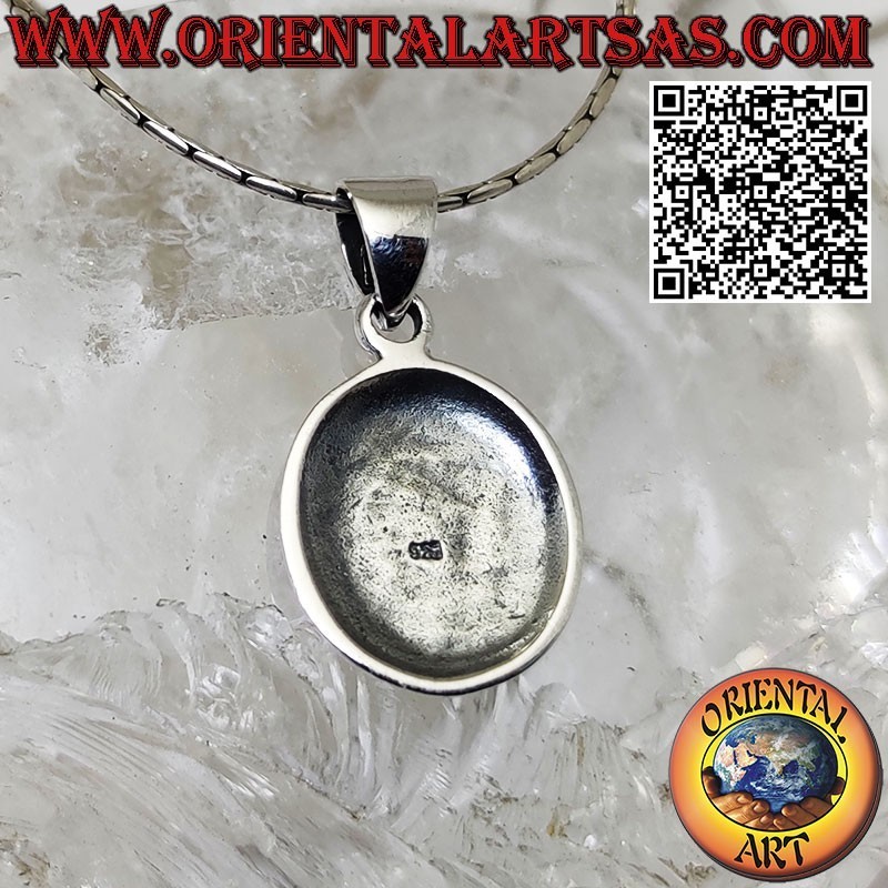 Pendentif en argent, médaille ovale avec kokopelli gravé, le flûtiste de la fertilité