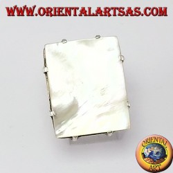 Silberring mit rechteckigem Perlmutt mit Backen