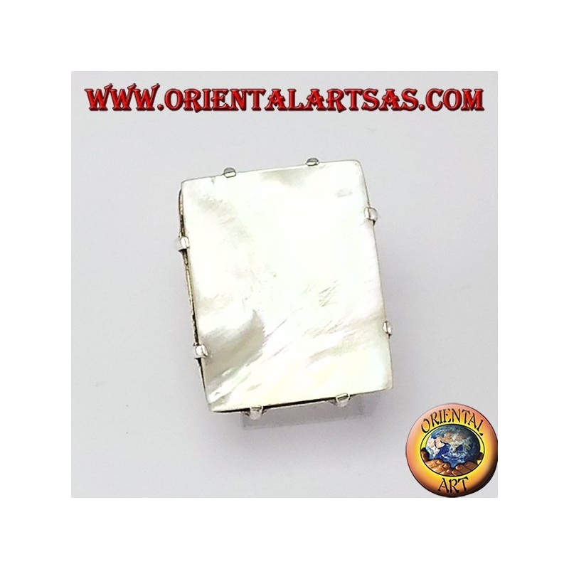 Silberring mit rechteckigem Perlmutt mit Backen