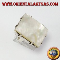 Anillo de plata con Motherpearl rectangular con las quijadas