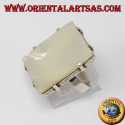 Silberring mit rechteckigem Perlmutt mit Backen