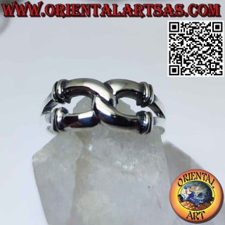Anello in argento, ferri di cavallo intersecati