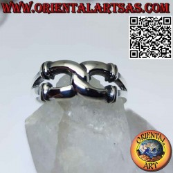Anello in argento, ferri di cavallo intersecati