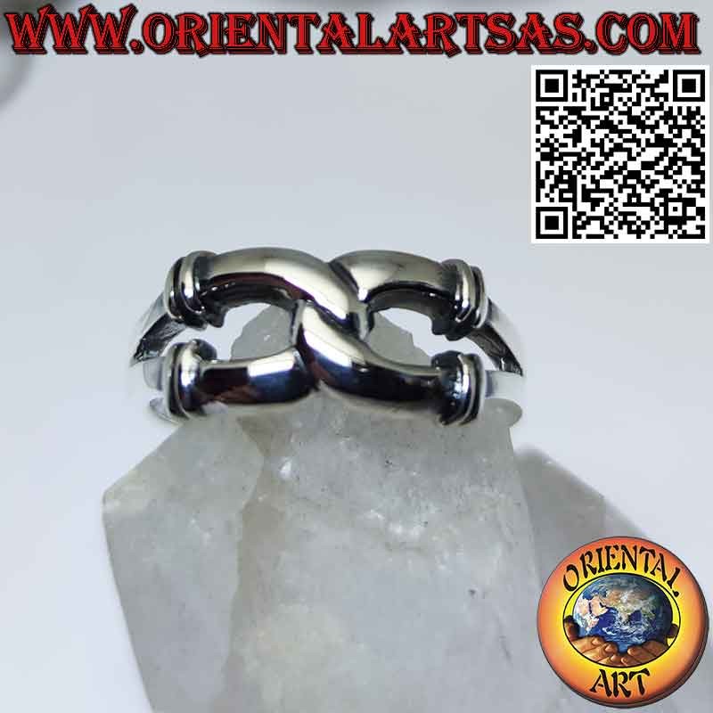 Silberring, sich kreuzende Hufeisen