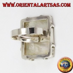 Silberring mit rechteckigem Perlmutt mit Backen