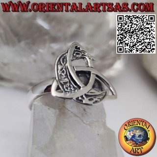 Silberring, Triquetra mit gekreuztem keltischem Mond