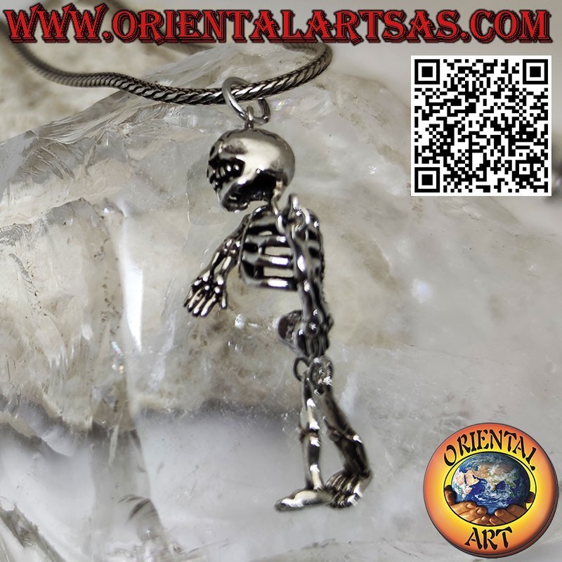 Pendentif en argent, squelette intégral mobile