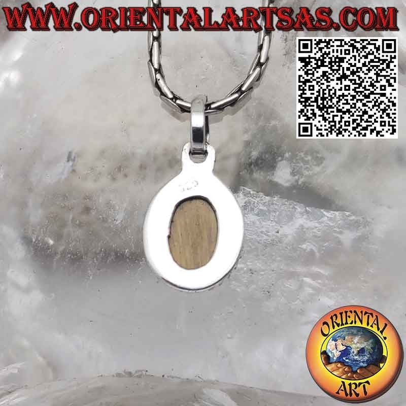 Colgante de plata con cabujón ovalado de ojo de tigre rodeado de bolas